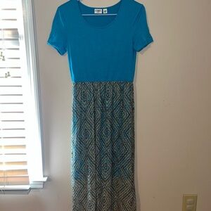 Cato Teal and Patterned Maxi Dress